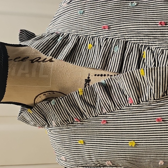 Navy and White Striped Fabric with Pink Accent (Crown and Ivy) - Picture 7 of 9